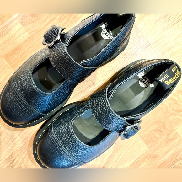 Dr. Martens Black Leather Platform Shoes - Picture 5 of 9